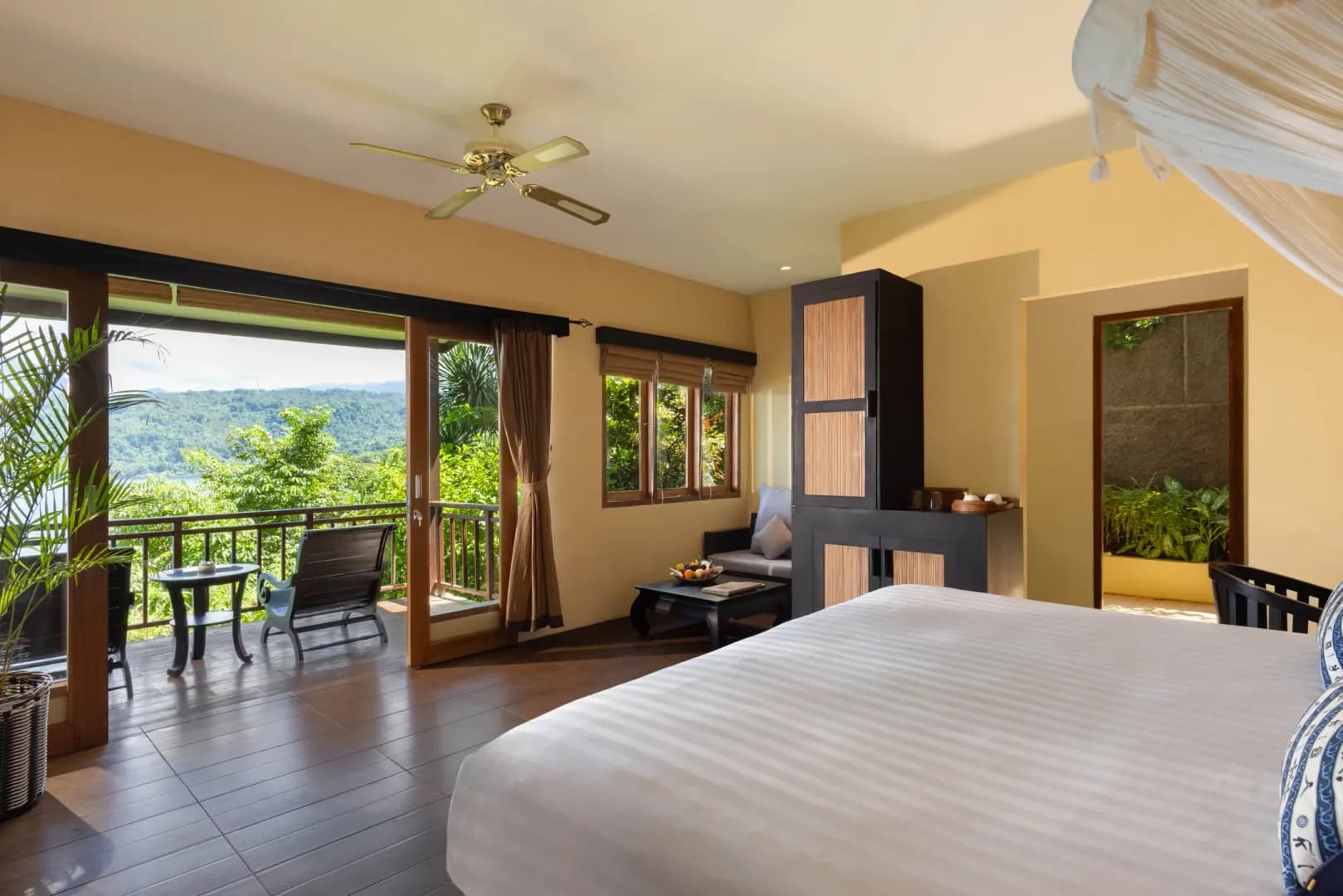 hillside luxury cottage bedroom view